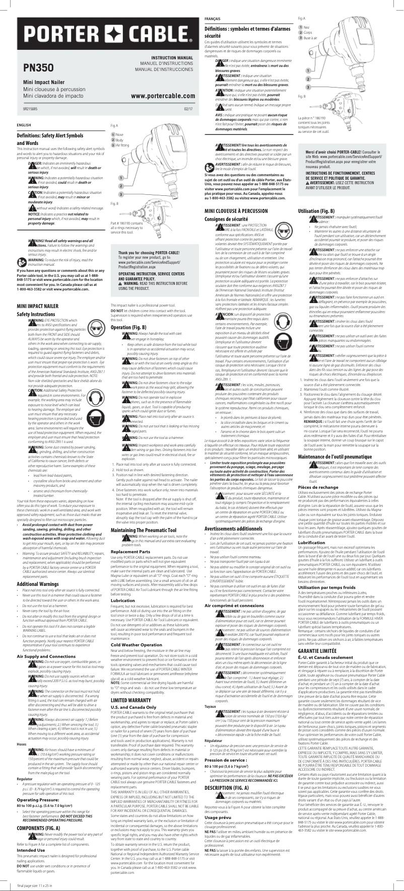 Página 1 del manual Manual de usuario Porter-Cable PN350