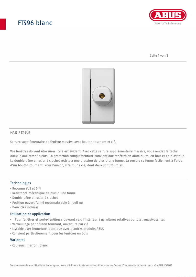 Imagen de la primera página del manual del dispositivo FTS96