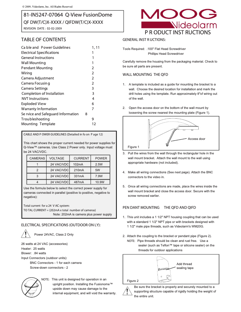 Página 1 del manual Manual de usuario Moog Videolarm QFDWT2-70NA