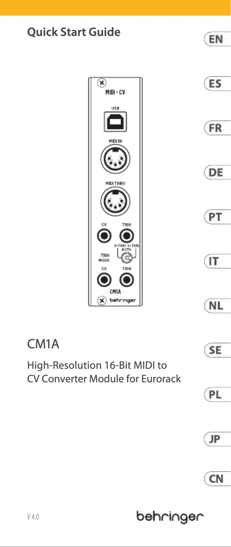 Página 1 del manual Guía de inicio rápido Behringer CM1A