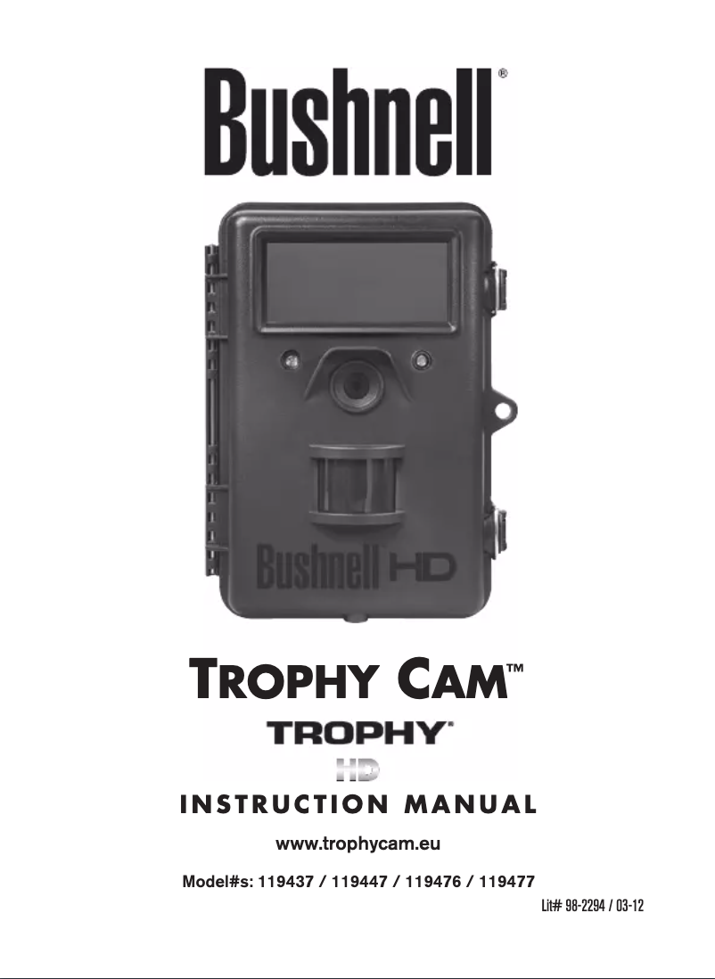 Imagen de la primera página del manual del dispositivo Trophy Cam HD