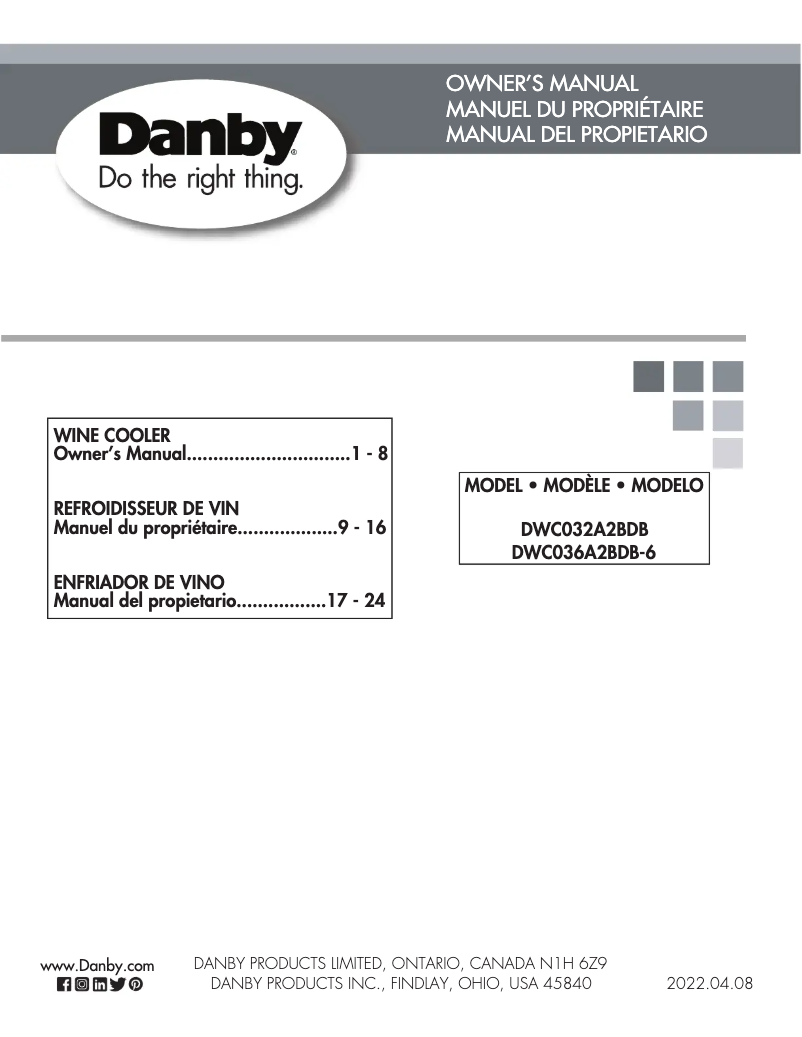 Página 1 del manual Manual de usuario Danby DWC032A2BDB
