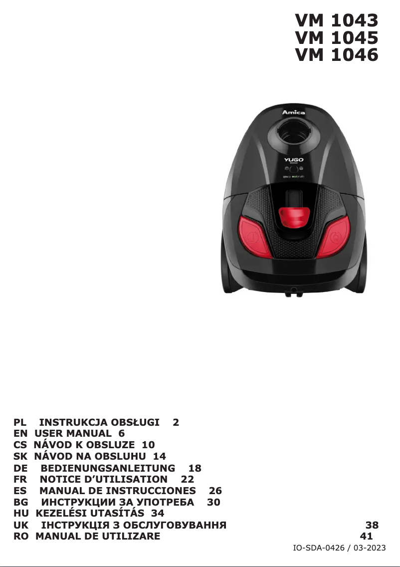 Imagen de la primera página del manual del dispositivo Yugo VM 1046