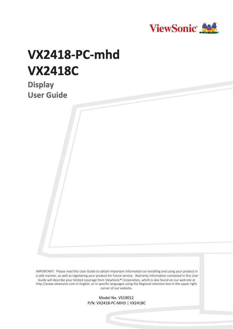 Imagen de la primera página del manual del dispositivo VX2418C