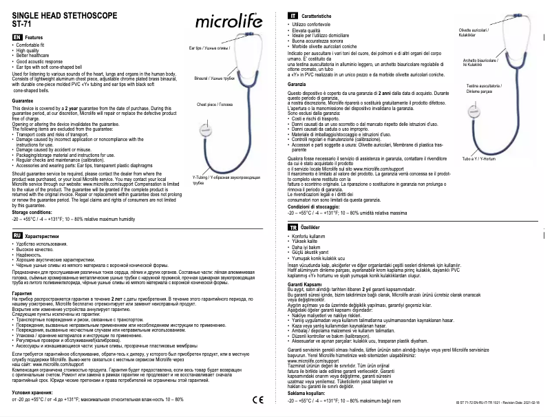 Página nº 1 - Manual de usuario Microlife ST 72