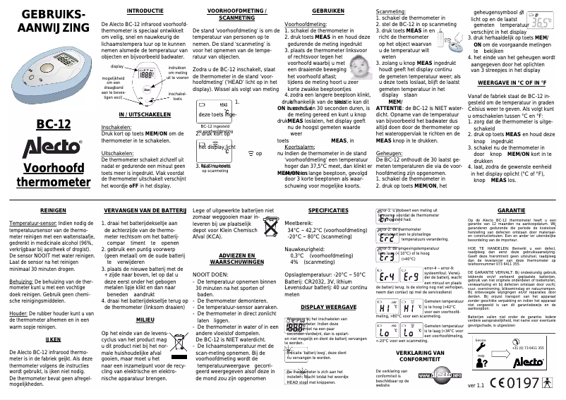Imagen de la primera página del manual del dispositivo BC-12