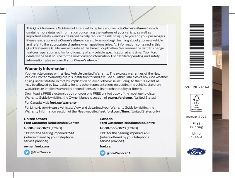 Página 1 del manual Guía de inicio rápido Ford Maverick (2024)