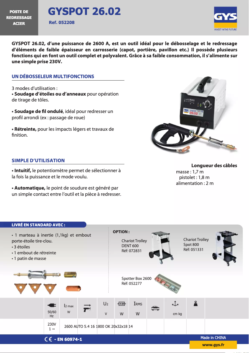 Página 1 del manual Ficha técnica GYS Gyspot 26.02
