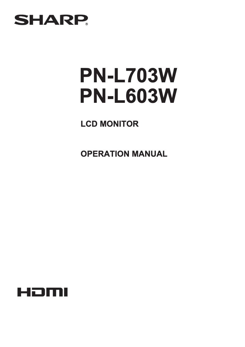 Imagen de la primera página del manual del dispositivo Aquos PN-L703W