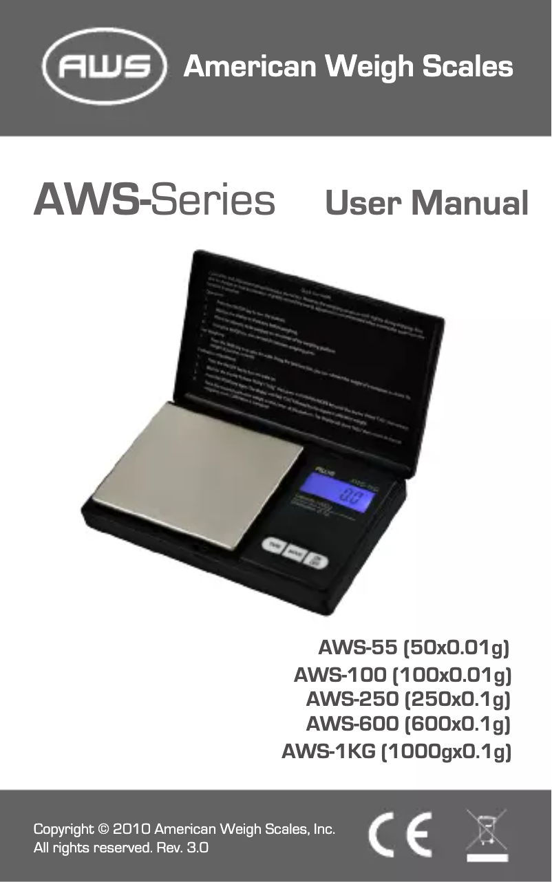 Página 1 del manual Manual de usuario American Weigh Scales AWS-1KG