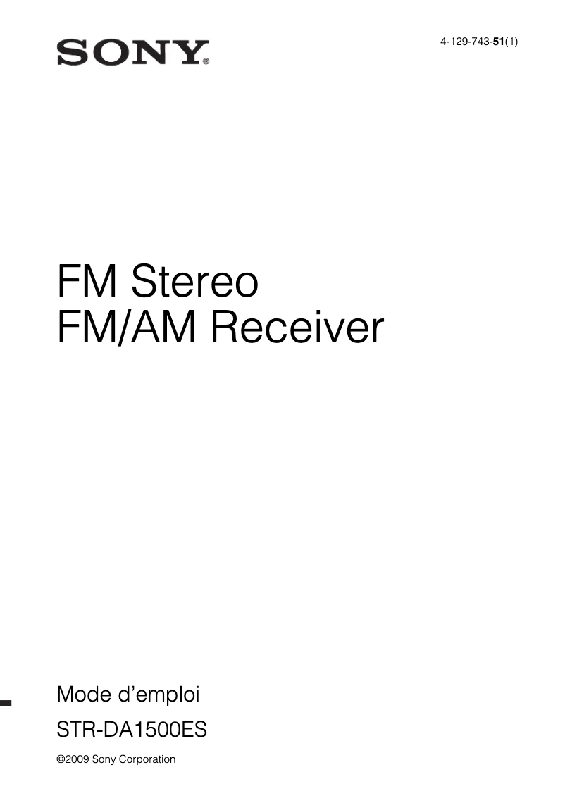 Imagen de la primera página del manual del dispositivo STR-DA1500ES