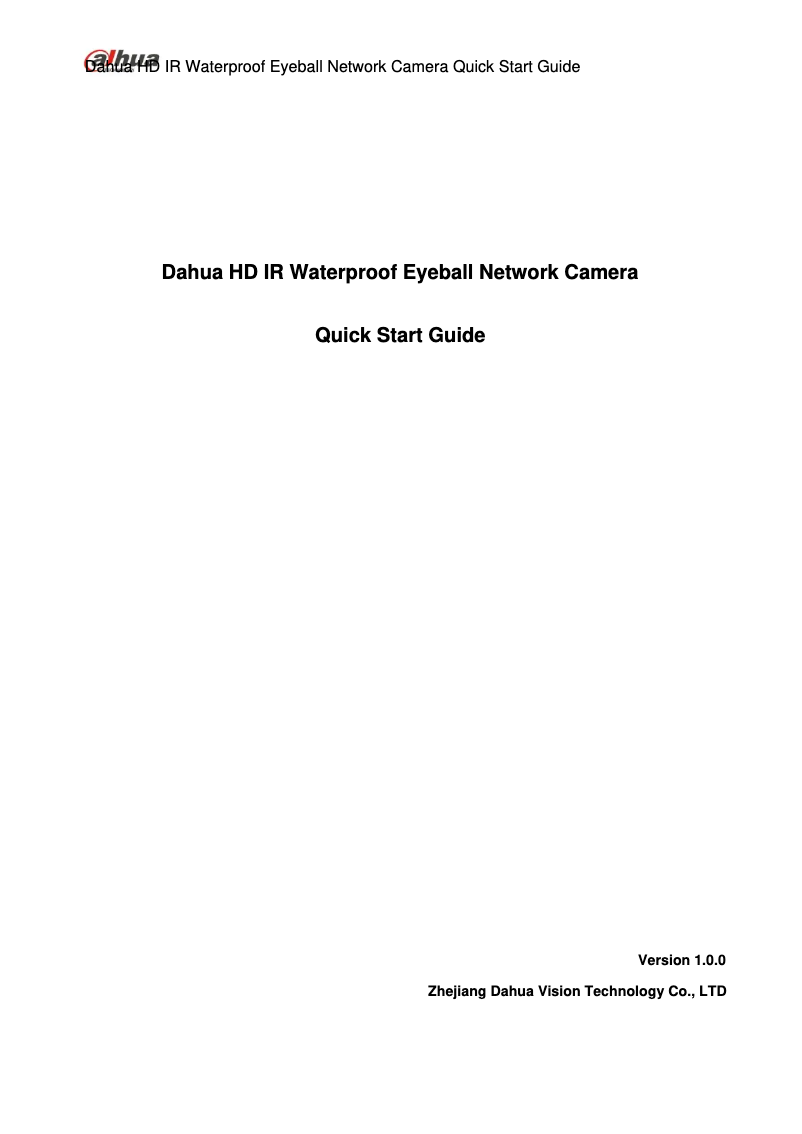 Imagen de la primera página del manual del dispositivo Lite IPC-HDW1220S