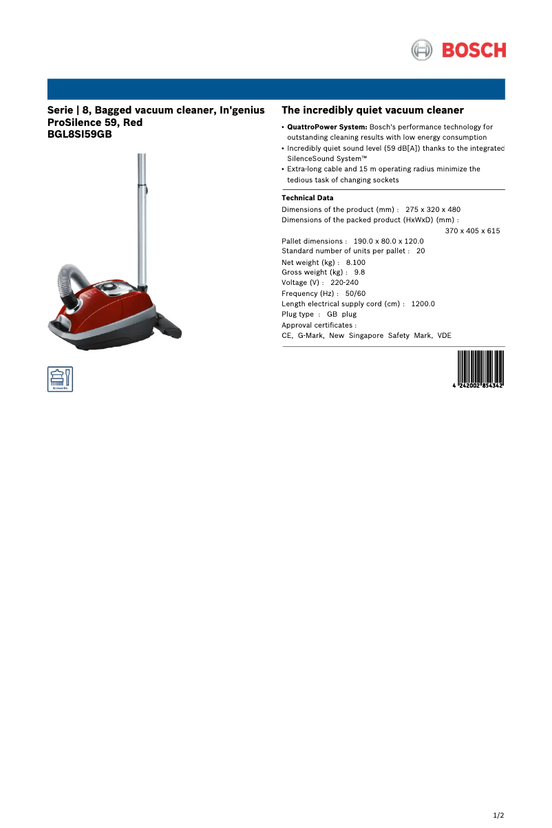 Imagen de la primera página del manual del dispositivo BGL8SI59GB