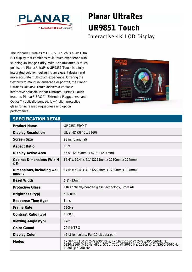 Imagen de la primera página del manual del dispositivo UltraRes UR9851 Touch