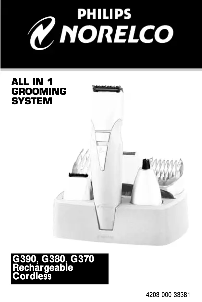 Imagen de la primera página del manual del dispositivo Norelco Multigroom G380