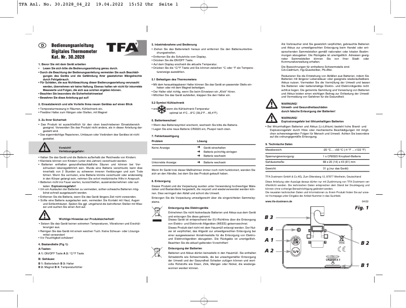 Imagen de la primera página del manual del dispositivo 30.2028.01