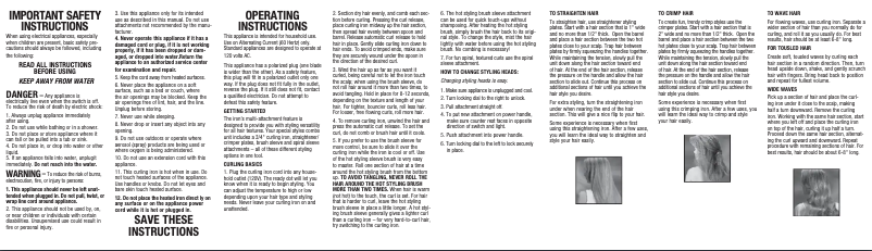 Página nº 1 - Manual de usuario Conair CB600WTCS