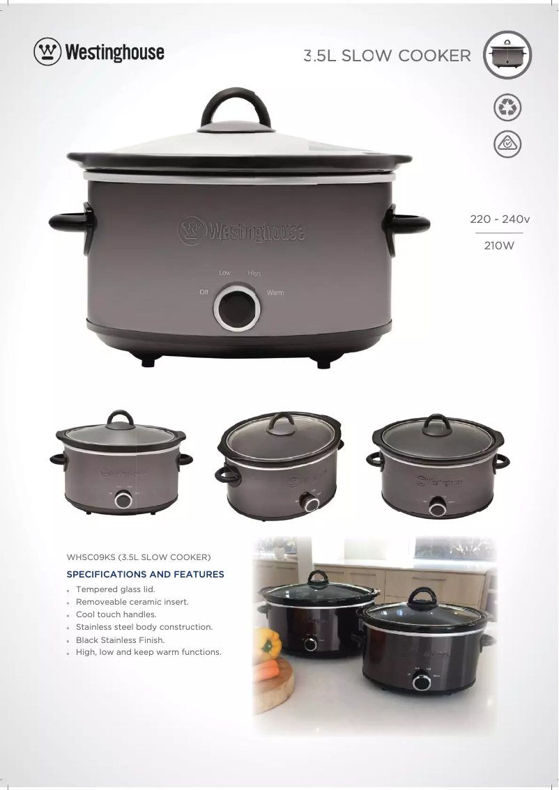 Página 1 del manual Ficha técnica Westinghouse WHSC09KS