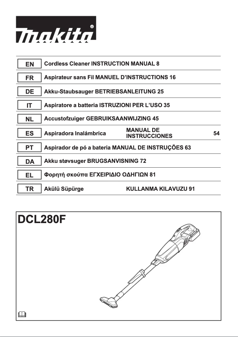 Imagen de la primera página del manual del dispositivo DCL280FZ