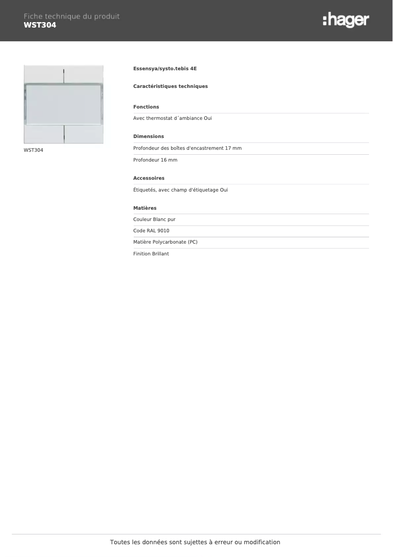 Imagen de la primera página del manual del dispositivo WST304