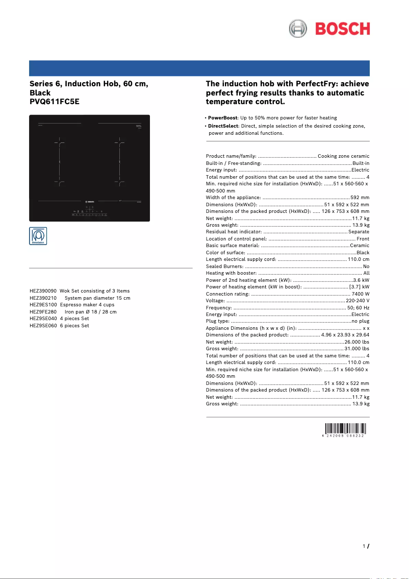 Imagen de la primera página del manual del dispositivo PVQ611FC5E
