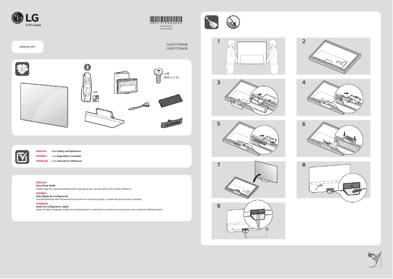 Imagen de la primera página del manual del dispositivo OLED77C9AUB