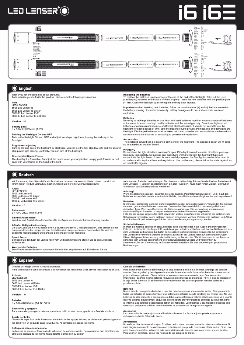 Página 1 del manual Manual de usuario Ledlenser I6E