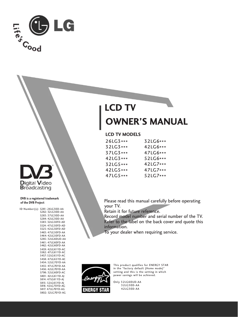 Imagen de la primera página del manual del dispositivo 47LG50FD