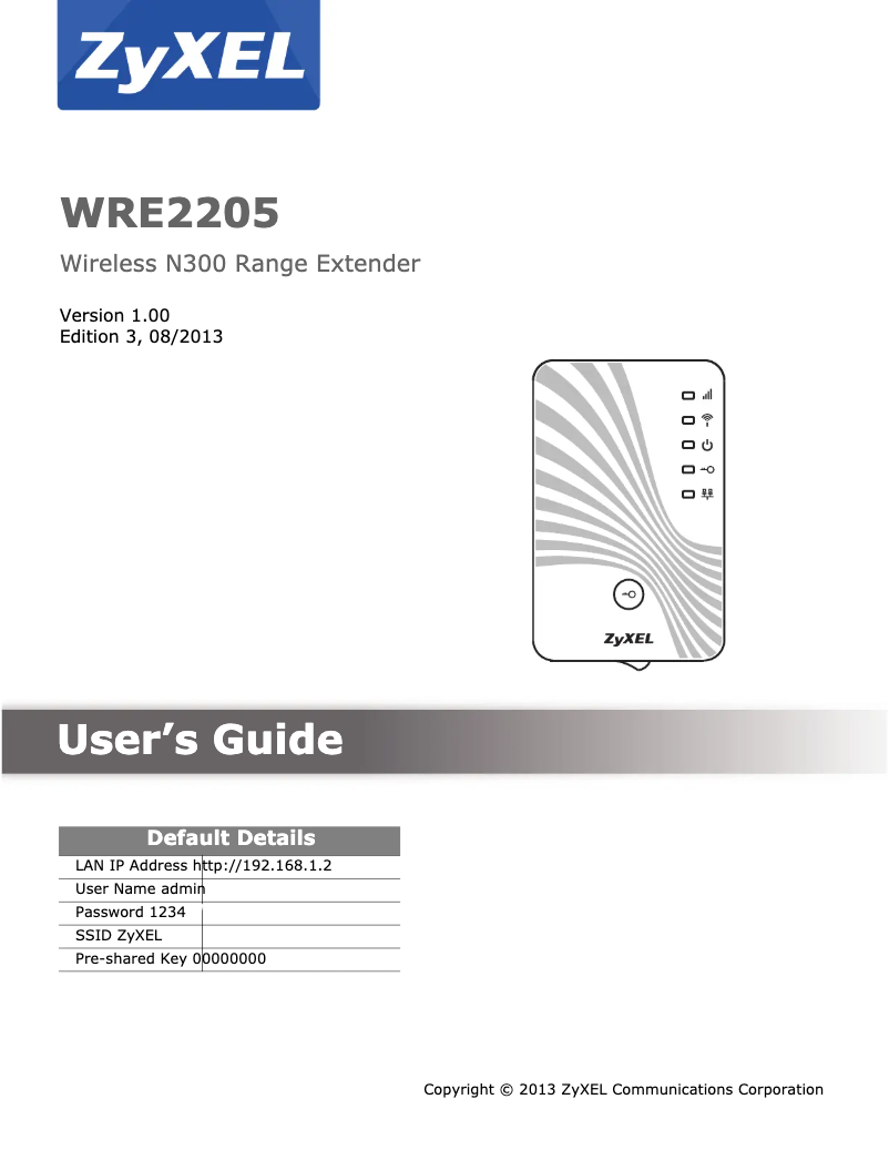 Página 1 del manual Manual de usuario ZyXEL WRE2205 V2