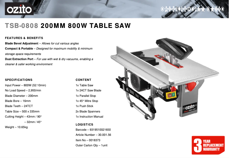 Imagen de la primera página del manual del dispositivo TSB-0808