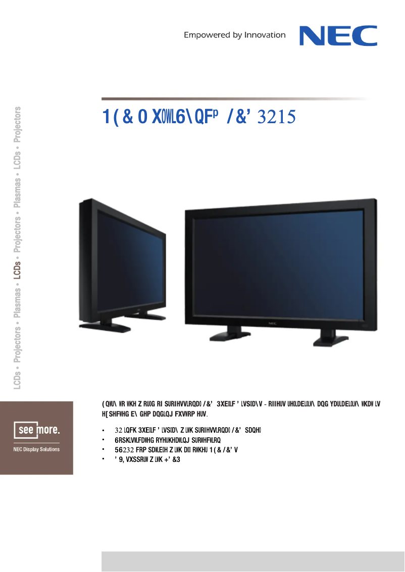 Imagen de la primera página del manual del dispositivo MultiSync LCD3215