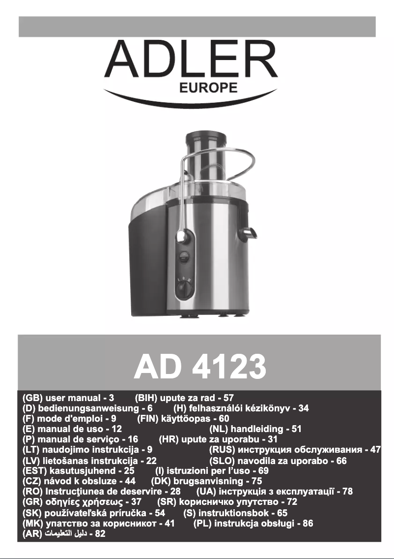 Imagen de la primera página del manual del dispositivo AD 4123