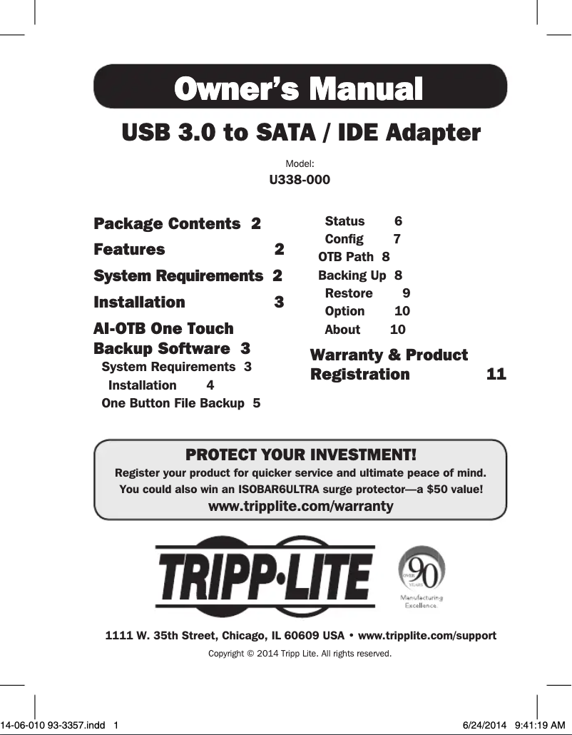 Imagen de la primera página del manual del dispositivo U338-000