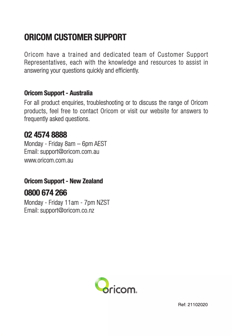 Página 1 del manual Manual de usuario Oricom BS7