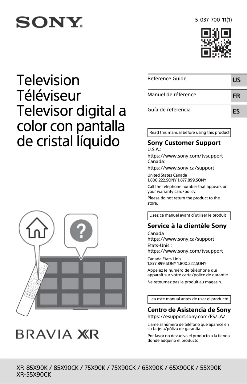 Imagen de la primera página del manual del dispositivo Bravia XR-85X90KP