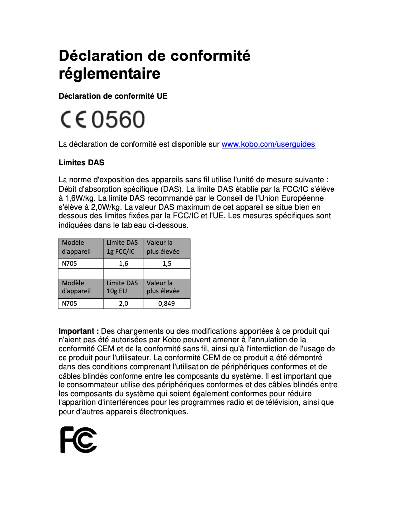 Página 1 del manual Instrucciones de seguridad Kobo Mini