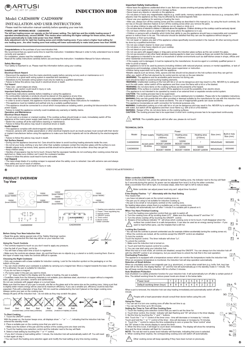 Imagen de la primera página del manual del dispositivo CAID9000W