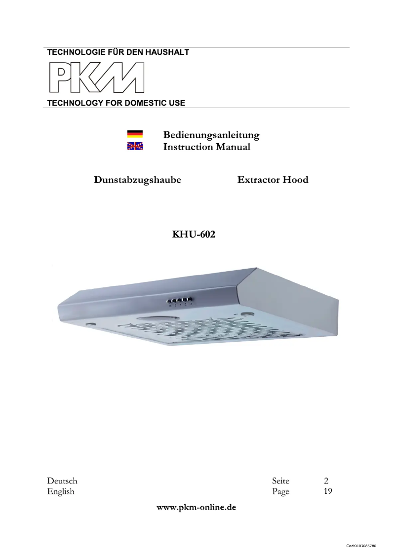 Página 1 del manual Manual de usuario PKM KHU-602