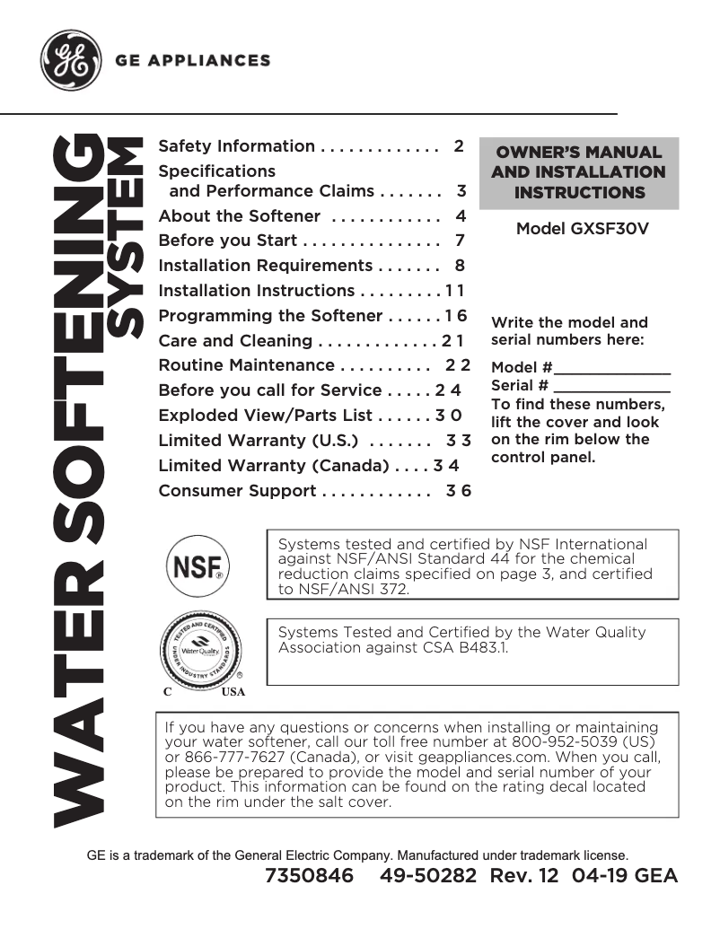 Imagen de la primera página del manual del dispositivo GXSF30V