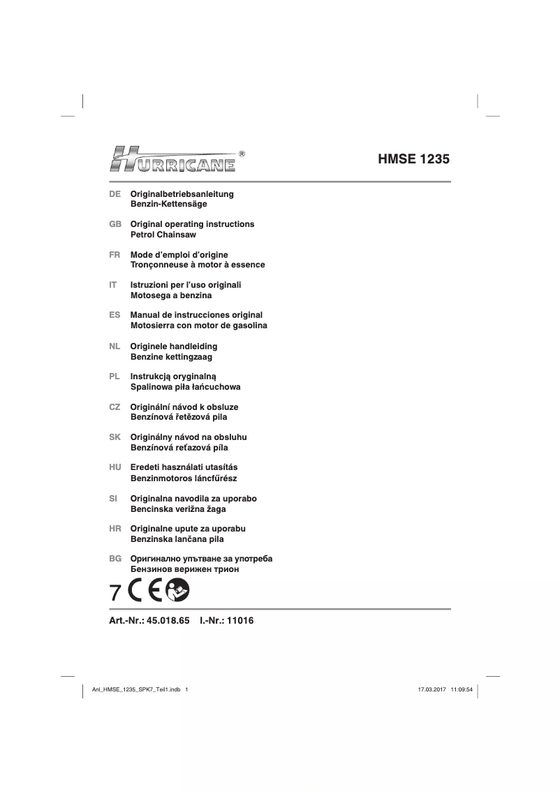 Página 1 del manual Manual de usuario Hurricane HMSE 1235