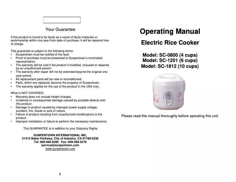 Página 1 del manual Manual de usuario SPT SC-1812