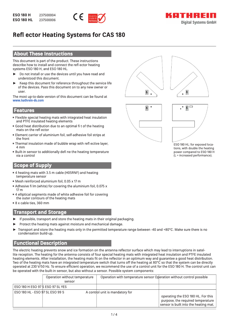 Imagen de la primera página del manual del dispositivo ESO 180 HL