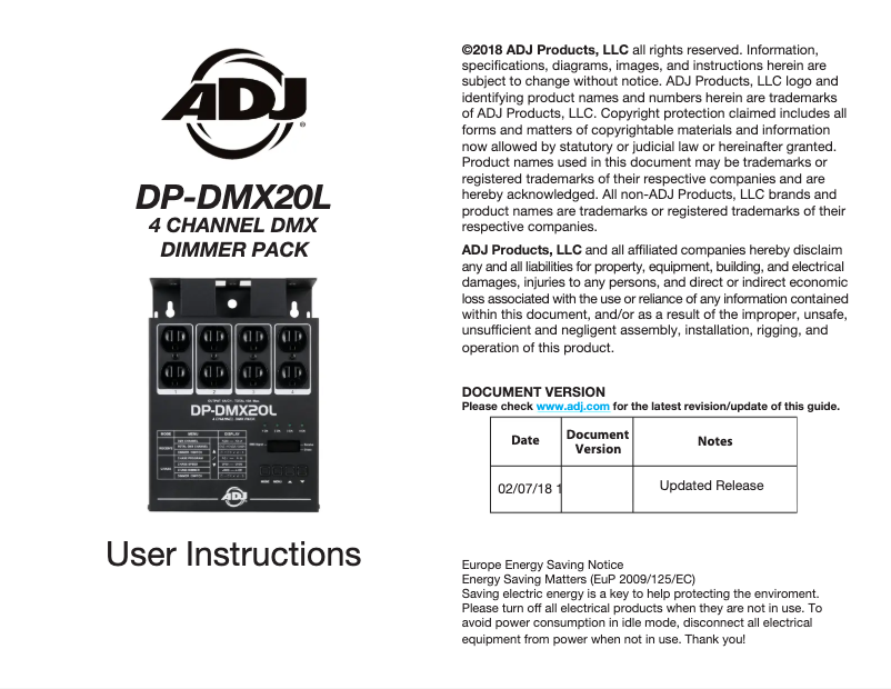 Página 1 del manual Manual de usuario Adj DP-DMX20L
