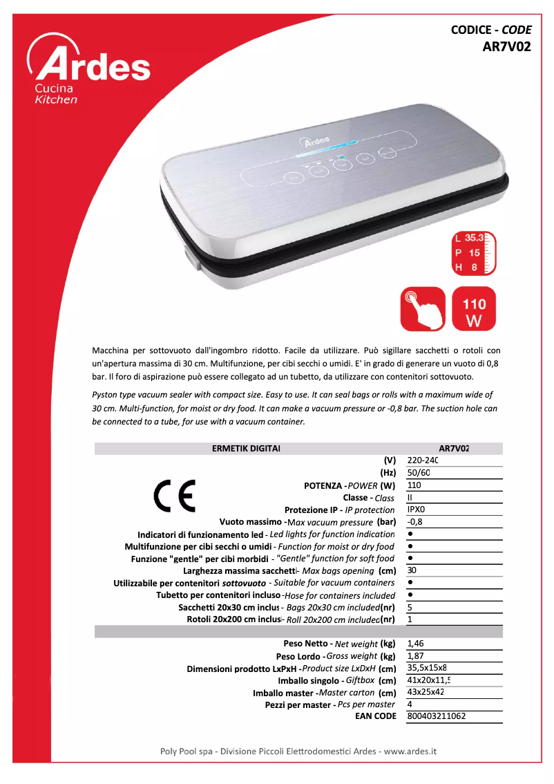 Página nº 1 - Ficha técnica Ardes AR7V02