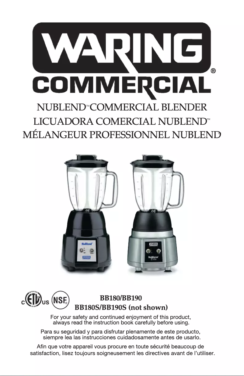 Página 1 del manual Manual de usuario Waring Commercial NuBlend BB180S