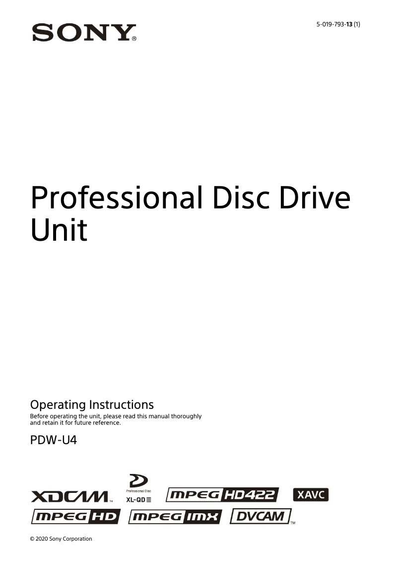 Imagen de la primera página del manual del dispositivo PDW-U4