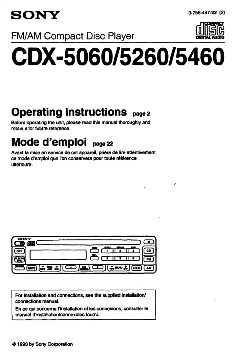 Imagen de la primera página del manual del dispositivo CDX-5460