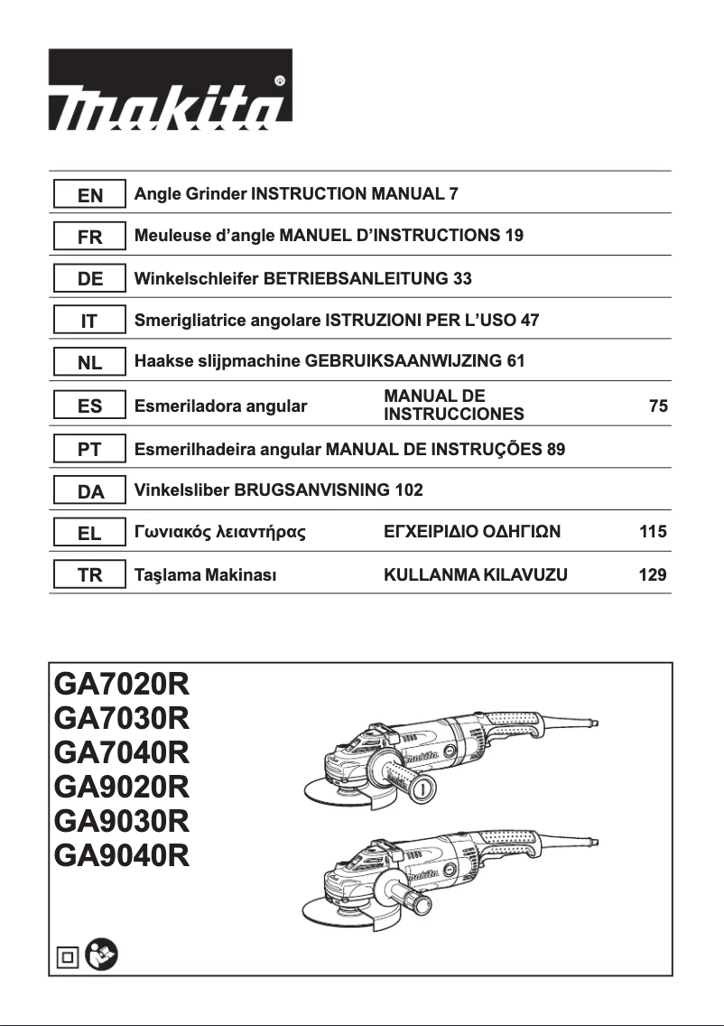Página 1 del manual Manual de usuario Makita GA7030R