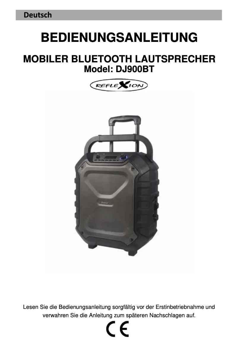 Imagen de la primera página del manual del dispositivo DJ900BT