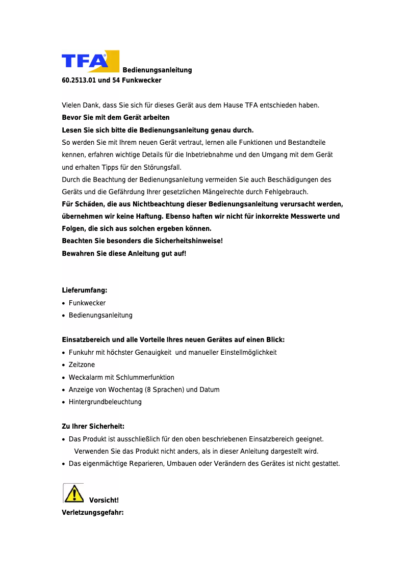 Página 1 del manual Manual de usuario TFA 60.2513